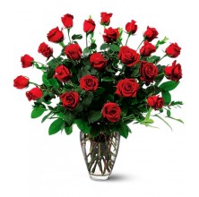 Stunning 24 Red Roses Vase